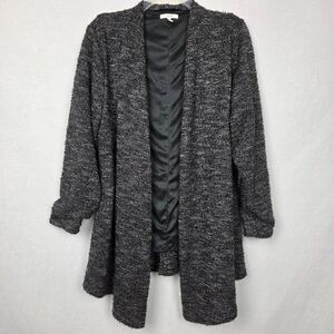 Maurices Boucle Open Front Coatigan Black Gray XL